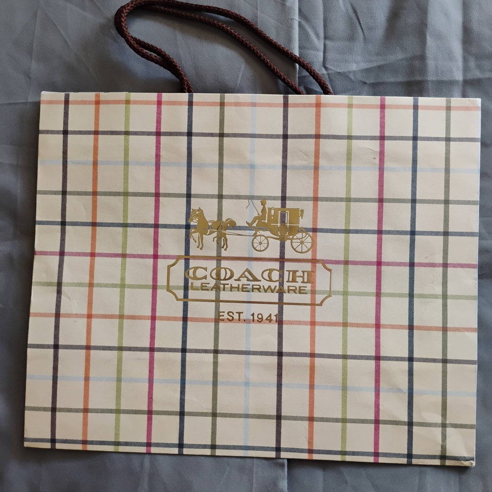 Coach Multicolor Plaid Paper Shopping Bag